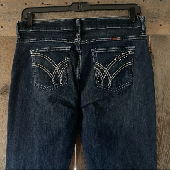 Women’s 13/14 x 34 WRANGLER Q BABY Dark Blue Jeans Bootcut Embellished - Picture 9 of 16